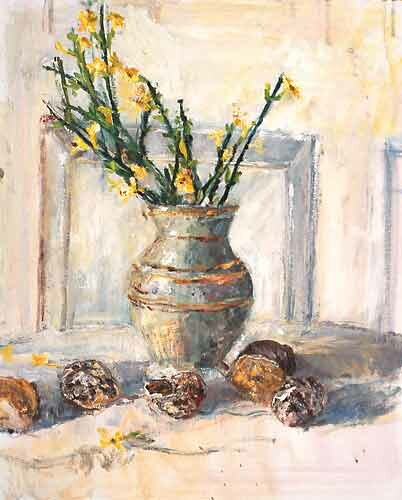 winter jasmine with walnut and snail shells by alice mumford - click image to close