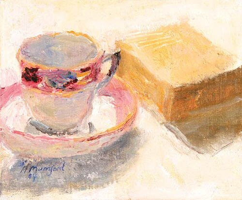 the pink tea cup and small wooden box by alice mumford - click image to close