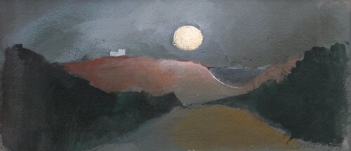 Moon at Porthgwarra by Angela Stead - click image to close