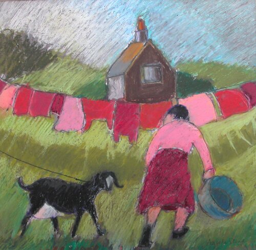 Red washing, Black goat by Angela Stead - click image to close