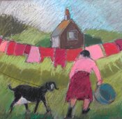 Red washing, Black goat by Angela Stead - click for enlargement