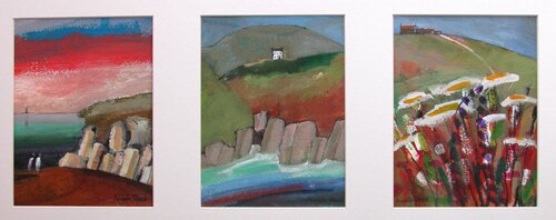 Three Porthgwarra scenes by Angela Stead - click image to close