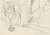 Neal drawing Rosie - by henry john by mixed show - click for enlargement