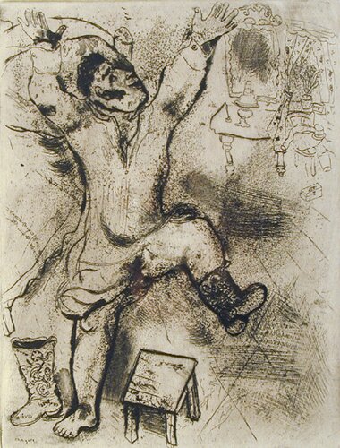 chichikov triumphant in his shirt by marc chagall - click image to close