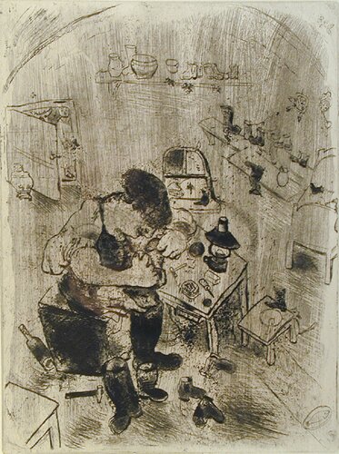 maksim, teliatnikov, shoemaker by marc chagall - click image to close