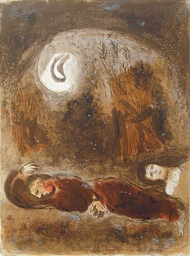 ruth at the feet of boaz by marc chagall - click image to close