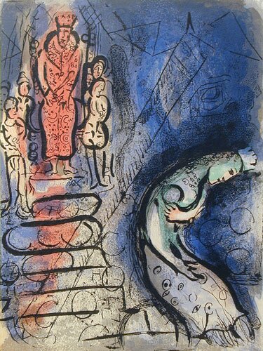 ahasuerus sends vasthi away by marc chagall - click image to close