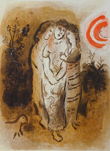 naomi and her daughters in law by marc chagall - click image to close