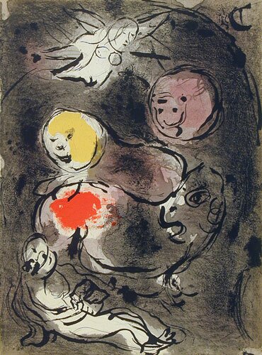 the prophet daniel with the lions by marc chagall - click image to close