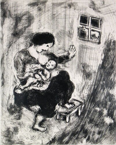 the wolf, the mother and the child by marc chagall - click image to close