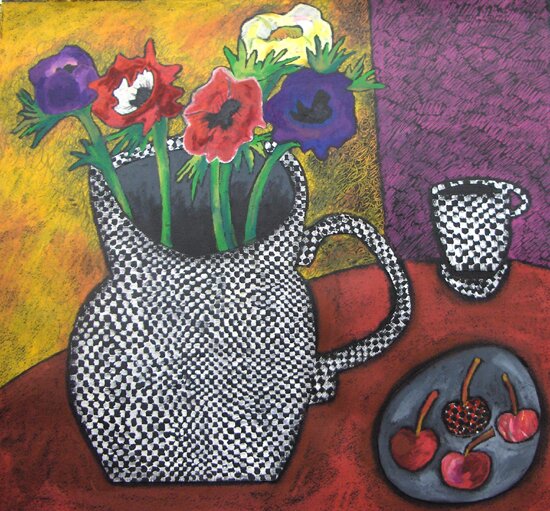 anenomes and cherries by Sue Dove - click image to close