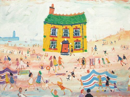 yellow house on the beach by Simeon Stafford - click image to close